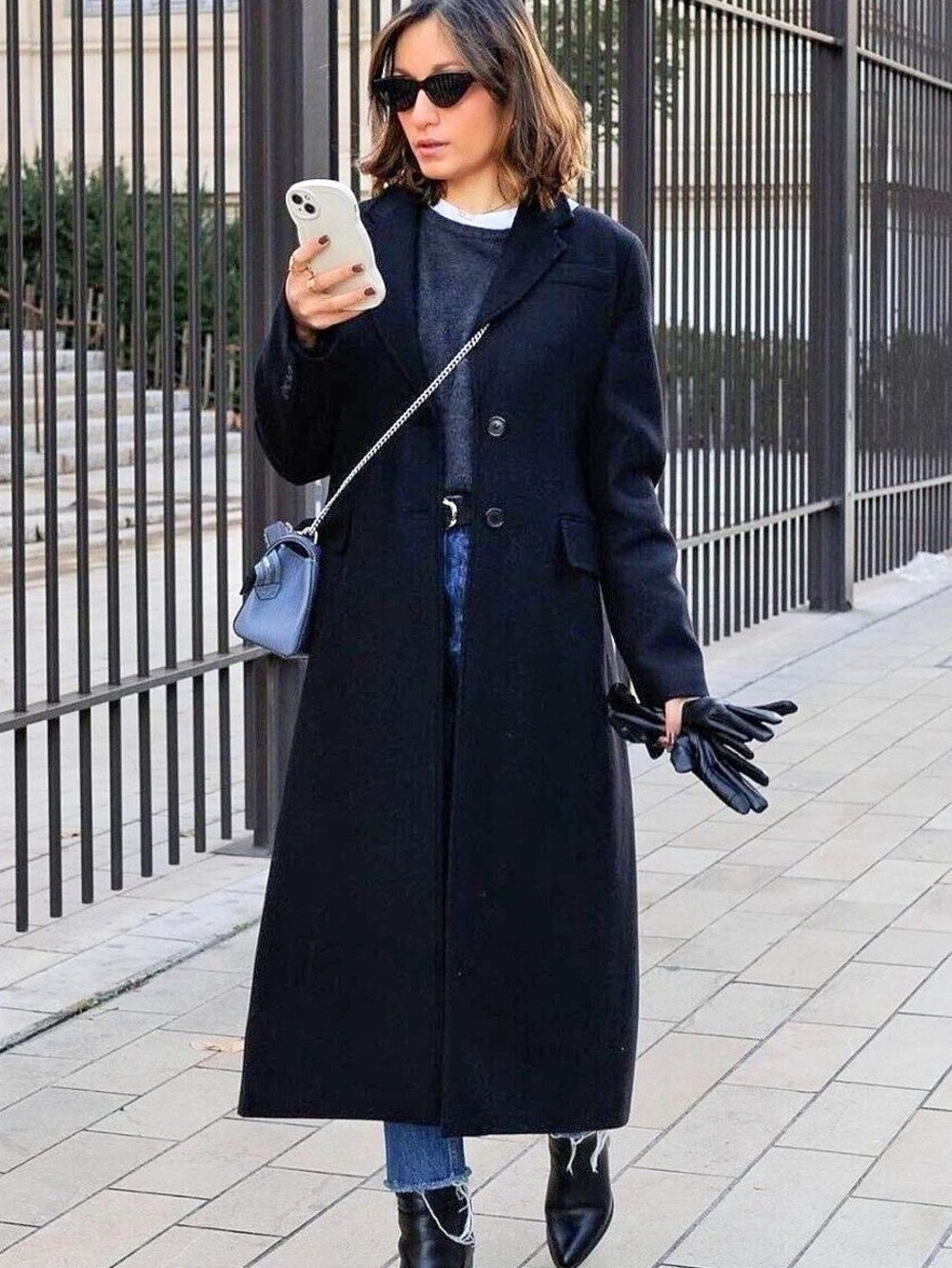 Zara ZW Collection Manteco Wool Blend Fitted Coat Black Size XL NWOT